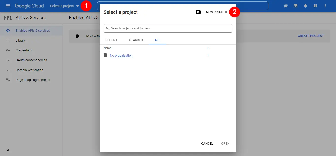 Google Create Project